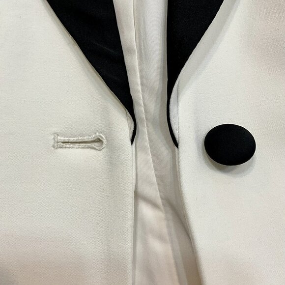 Calvin Klein Contrast-Trim White Blazer Jacket Office Career Formal Size 8 - Picture 3 of 6